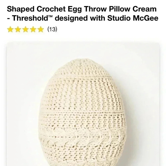 NWT Shaped Crochet Egg Throw Pillow Cream
- Threshold designed with Studio McGee - Picture 4 of 5